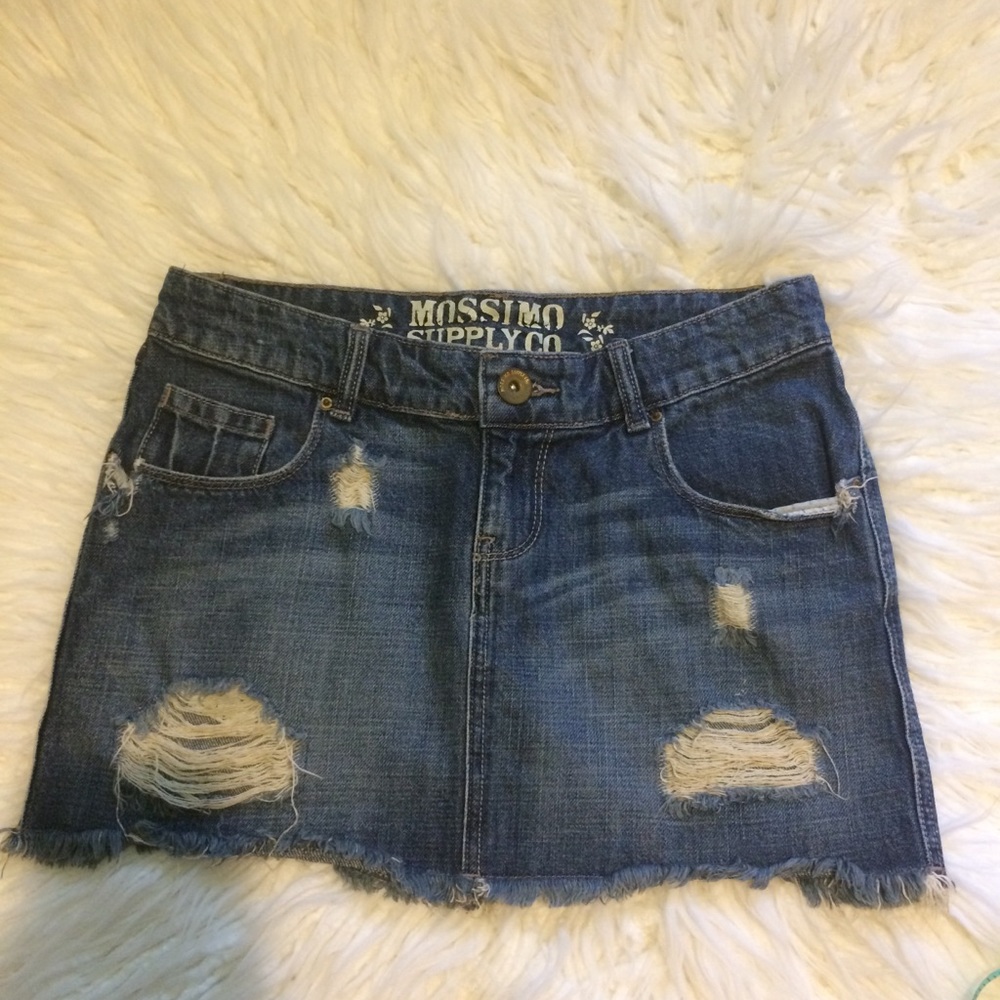 Vintage Y2K Denim Micro Mini Skirt Sz 5 Distressed Jean Boho Festival Western